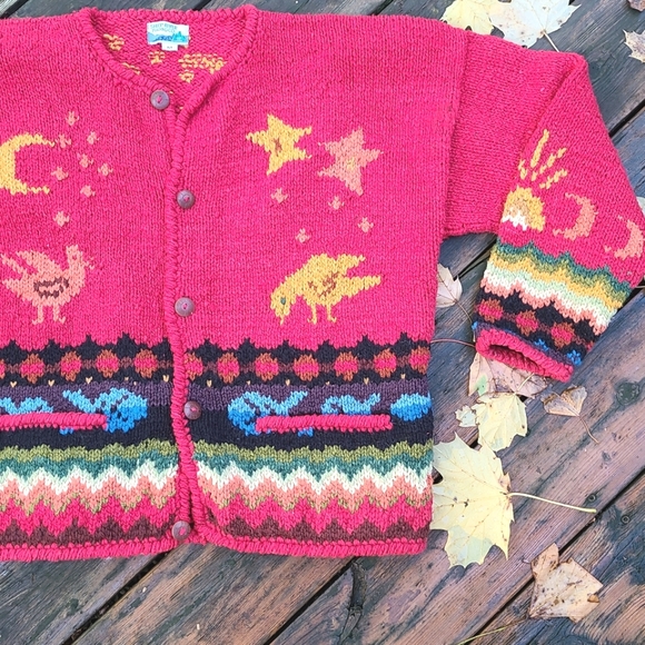 Vintage Sweaters - Folk Art Cardigan